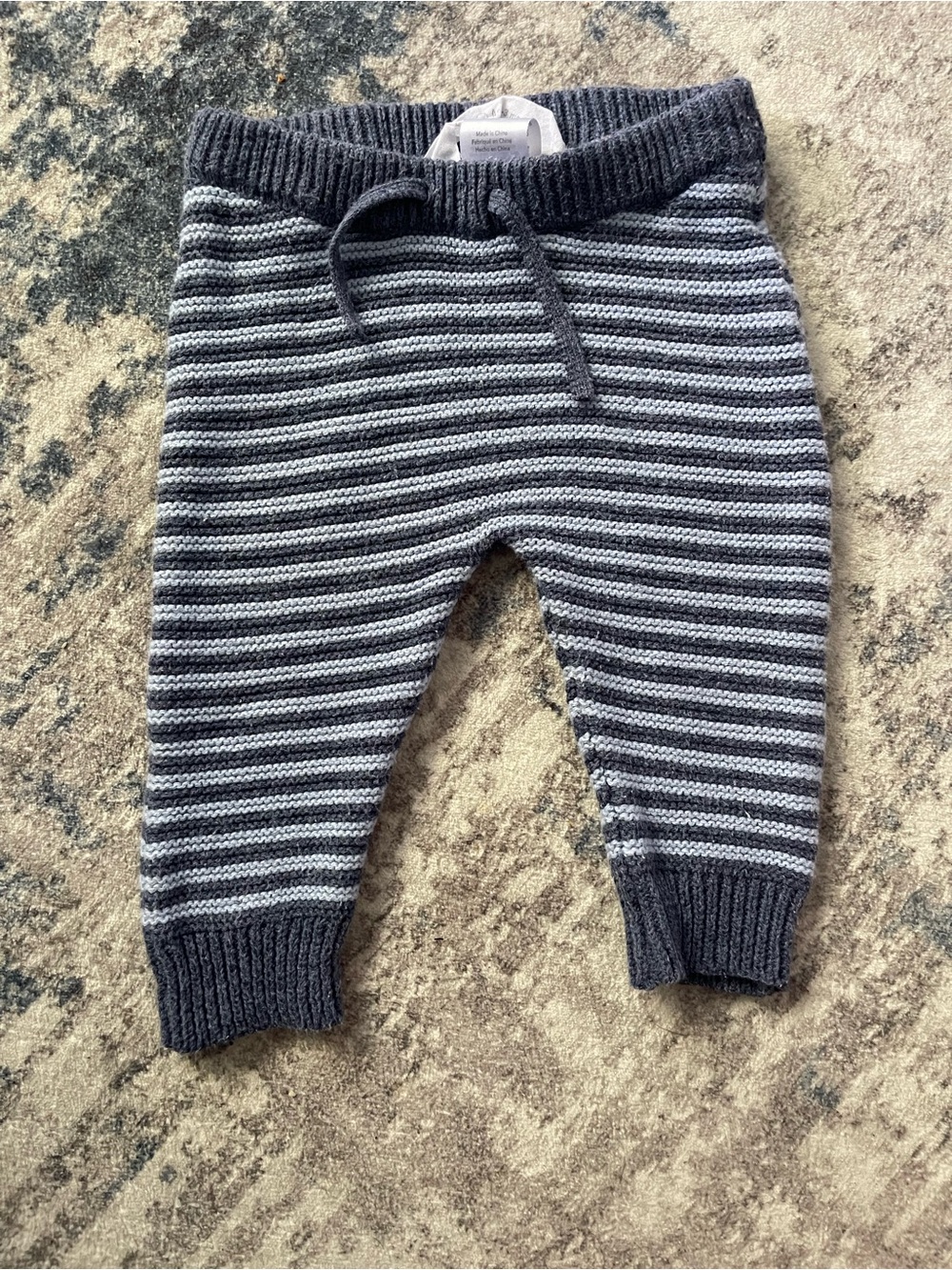 Rene Rofe Baby Knit Stripe Pants in Navy and Light Blue